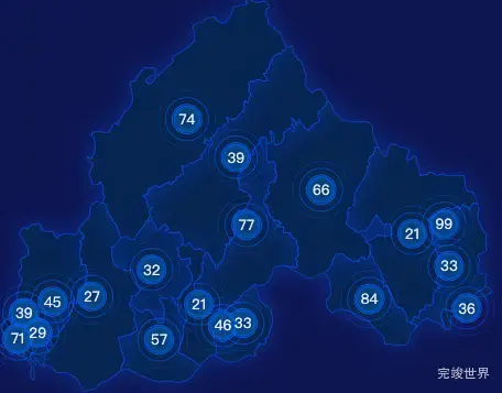 echarts揭阳市揭东区geoJson地图圆形波纹状气泡图
